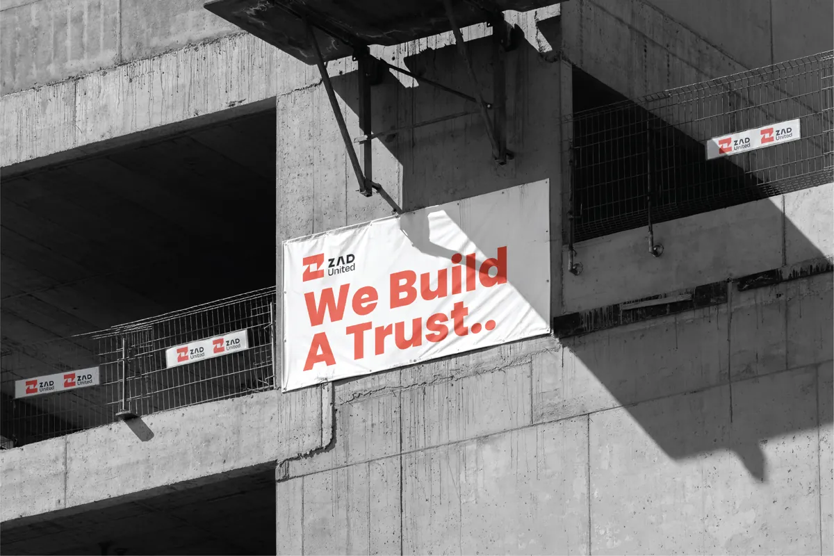 ZAD banner on a building under construction